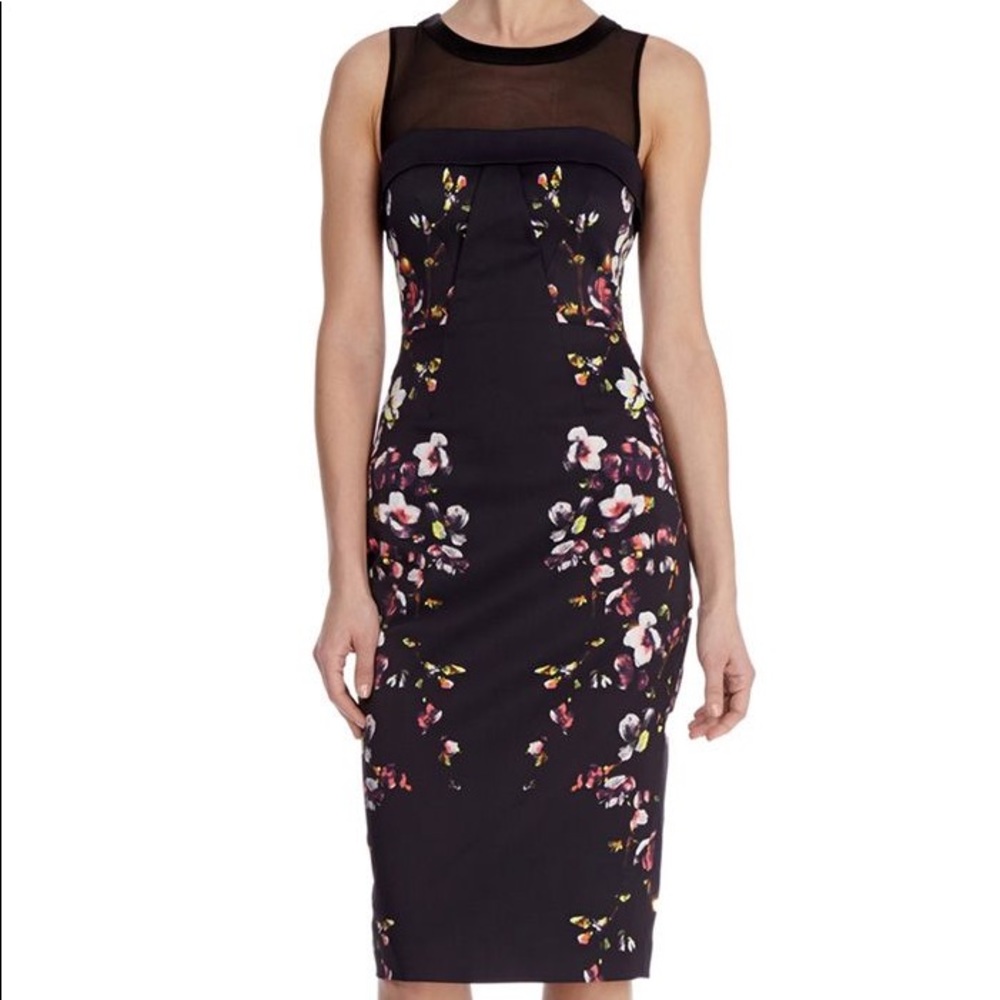 NWOT Women's Black Neon Floral Print Shift Dress